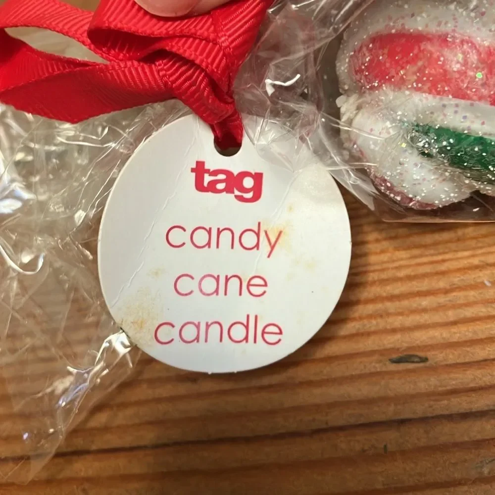 New Red, Green, and White Tag Christmas Tree Candle